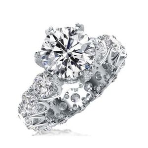 Italo Eternity Round Created White Sapphire Engagement Ring